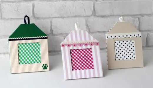 カルトナージュ教材：ハウス型フォトフレーム作品の写真