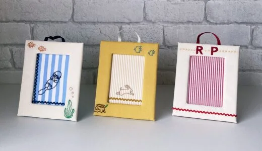 刺繍を使ったカルトナージュ教材:フォトフレーム作品の写真