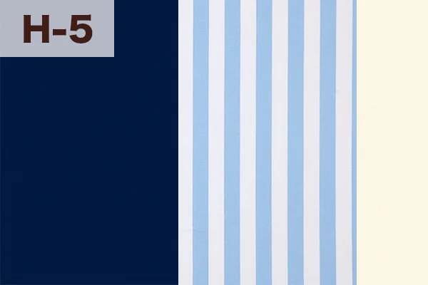 カルトナージュの家庭科教材の色見本：ダークブルー・ストライプ・ライトイエローの3色ミックス（H-5）