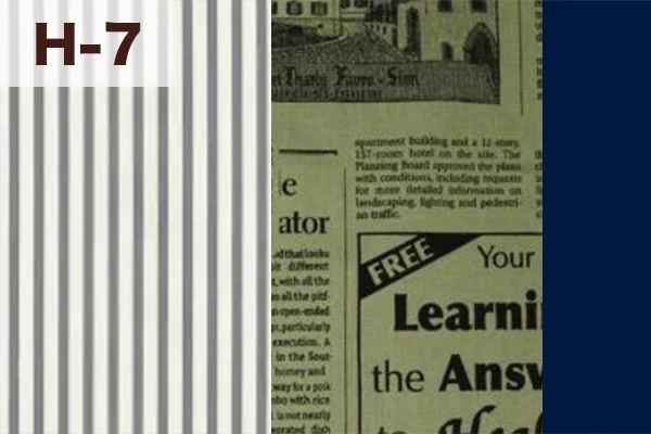 カルトナージュの家庭科教材の色見本：ストライプ・ニュースペーパー柄・ダークブルーの3色ミックス（H-7）