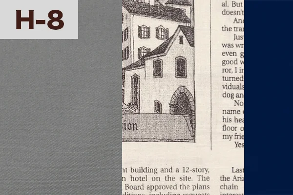 カルトナージュの家庭科教材の色見本：グレー・本の記事柄・ダークブルーの3色ミックス（H-8）