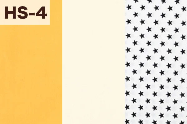 カルトナージュの家庭科教材の色見本：イエロー・ライトイエロー・星柄の3色ミックス（HS-4）
