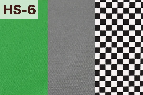 カルトナージュの家庭科教材の色見本：グリーン・グレー・チェック柄の3色ミックス（HS-6）