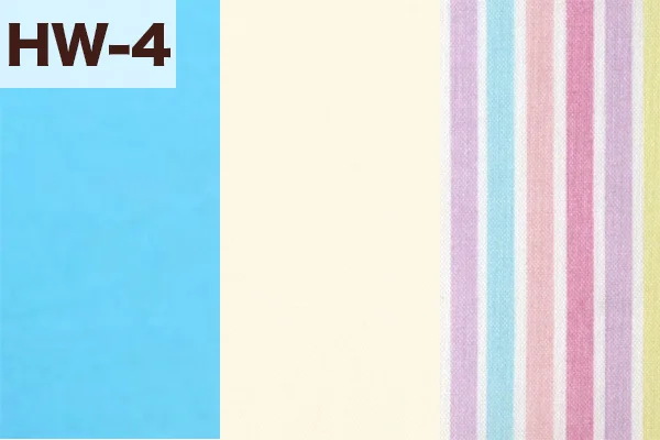 カルトナージュの家庭科教材の色見本：ブルー・イエロー・ストライプ柄の3色ミックス（HW-4）