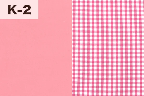 カルトナージュの家庭科教材の色見本：ピンクとチェック柄のミックス（K-2）