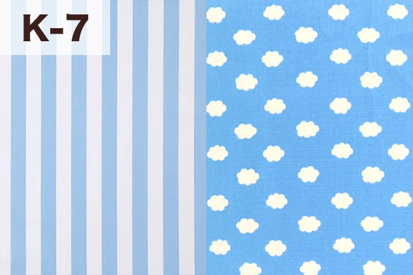 カルトナージュの家庭科教材の色見本：スカイブルーと雲柄のミックス（K-7）