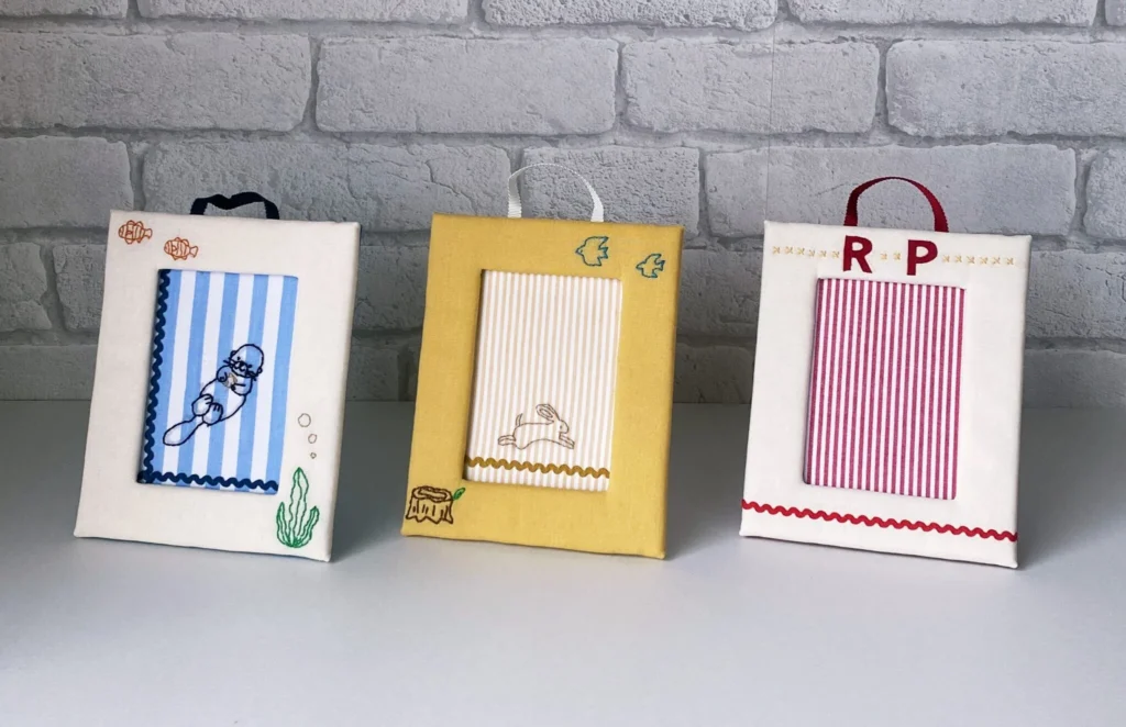 家庭科教材：刺繍＋カルトナージュの教材キット写真：フォトフレーム（刺繍）